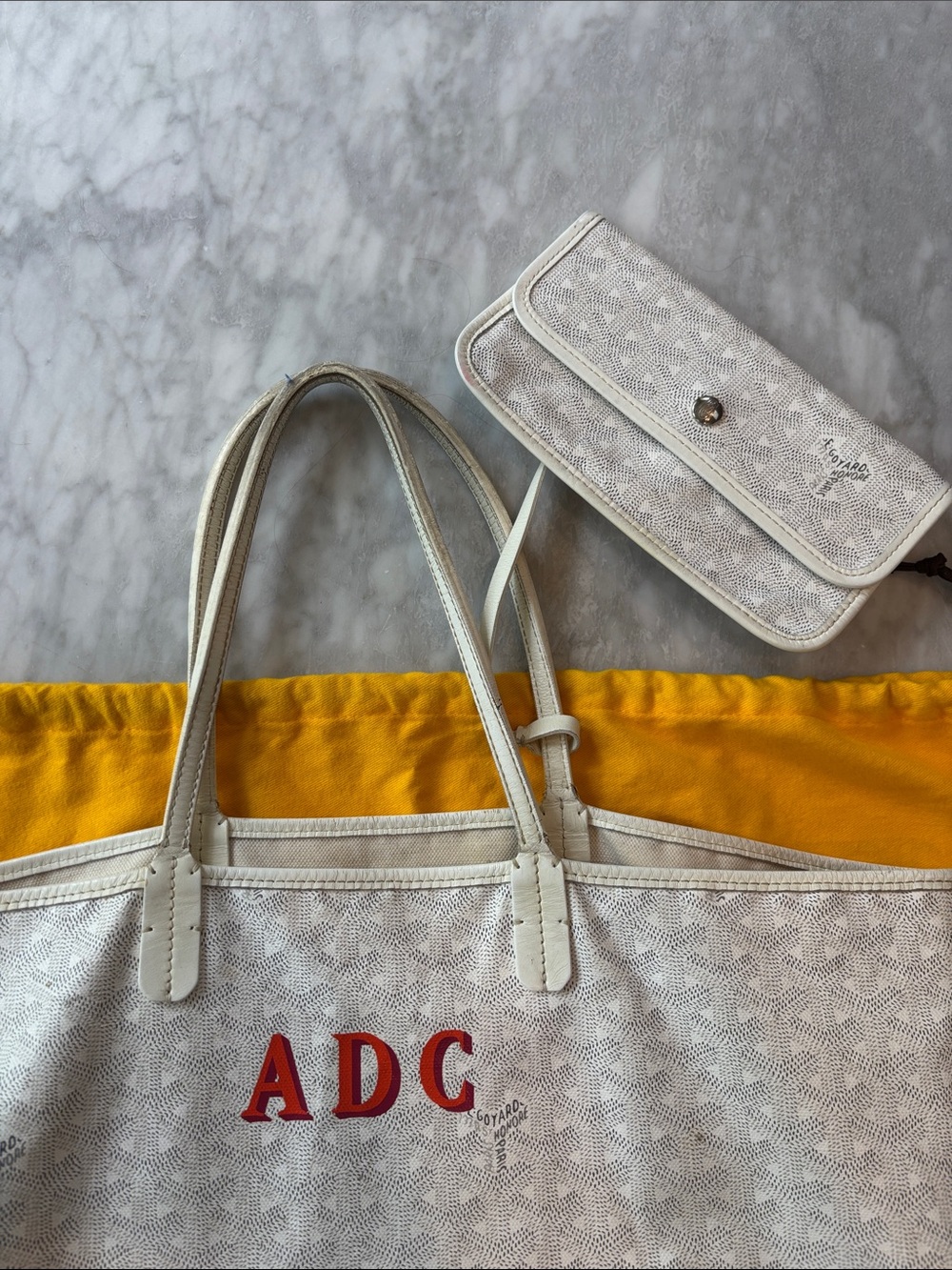 Goyard St Louis PM White canvas with monogram and wallet attachment - Picture 6 of 10